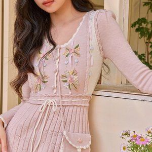 NWT LACEMADE Pink Parterre Knit Dress Size L